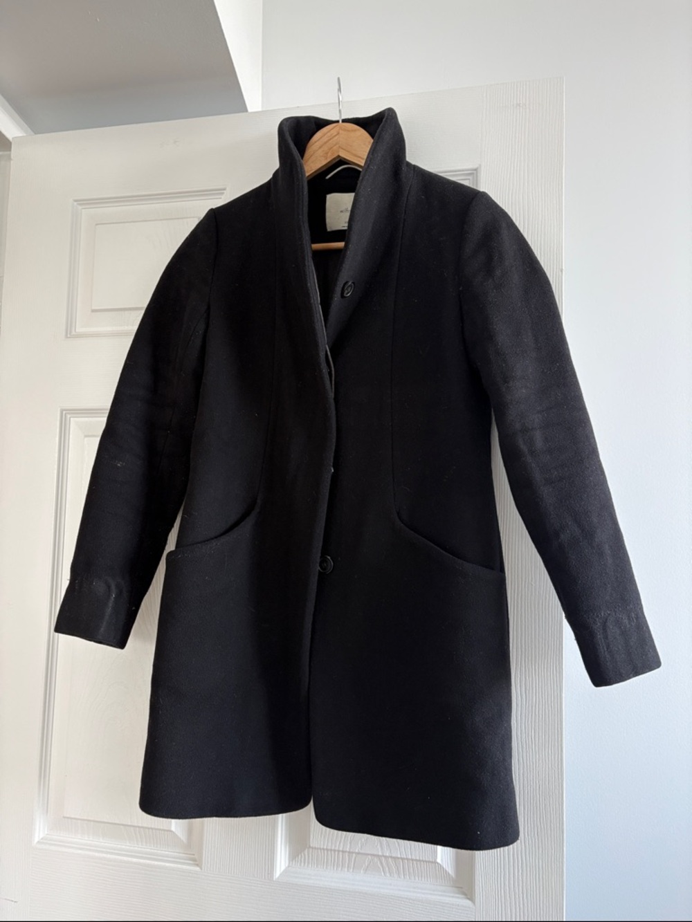 Wilfred Black Wool Blend Cocoon Coat